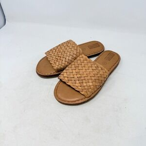 Mohinders Woven Leather Slides Tan 9 Boho Artisan Flat Sandals